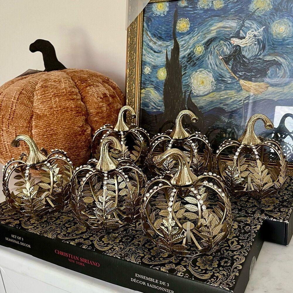 Christian Siriano Halloween Jeweled Metal Pumpkins Set of 6